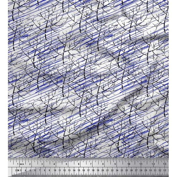 Soimoi Rayon Fabric Dry Tree Printed Fabric 1 Yard 56 Inch Wide