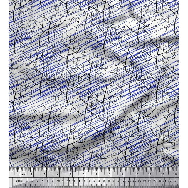 Soimoi Poly Georgette Fabric Dry Tree Print Sewing Fabric Yard 42 Inch Wide