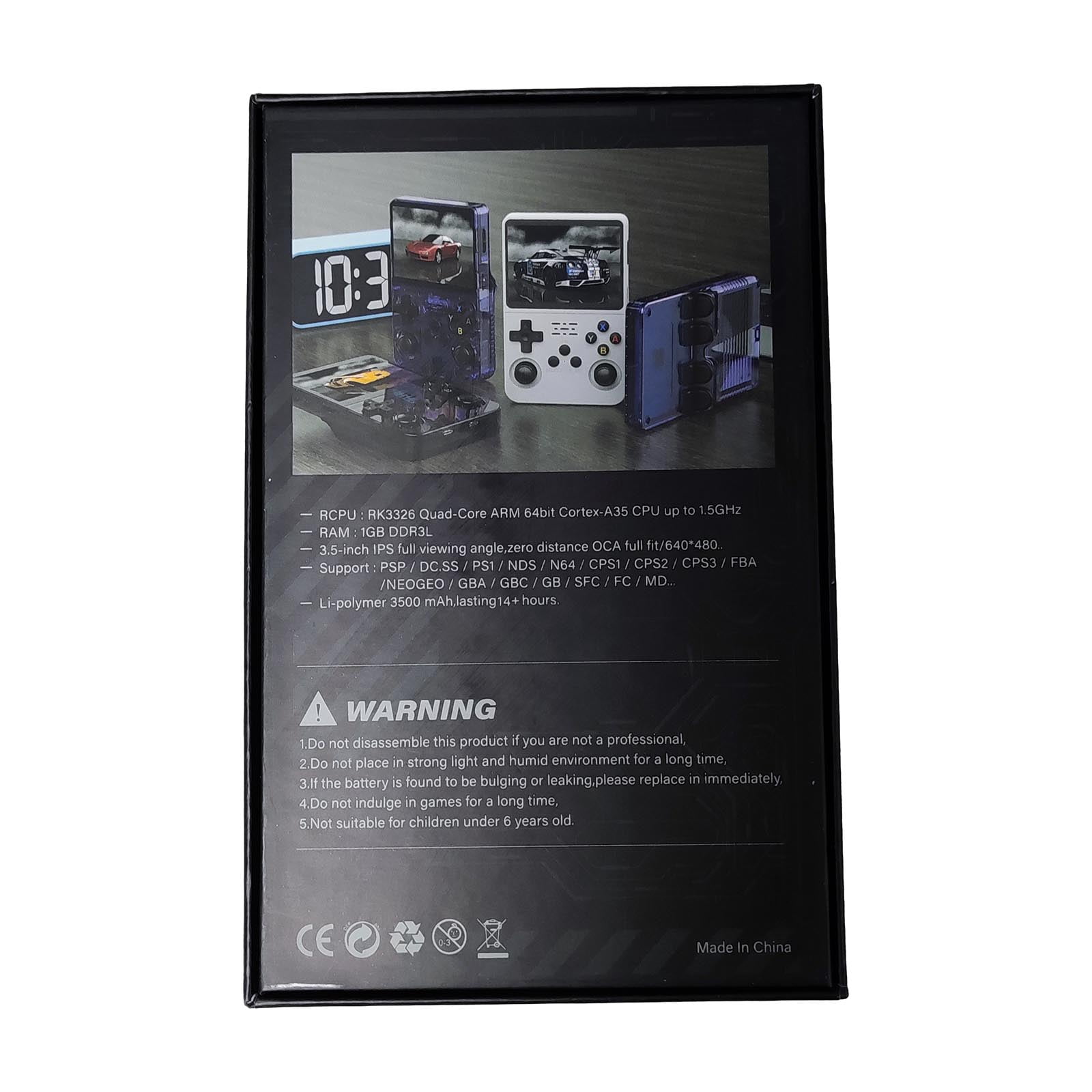 R36S Open Source Retro Handheld White 64G: Large Screen, Long-Lasting Big Battery