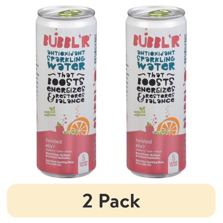 (2 pack) BUBBL'R Antioxidant Sparkling Water, twisted elix'r, 12 fl oz Can
