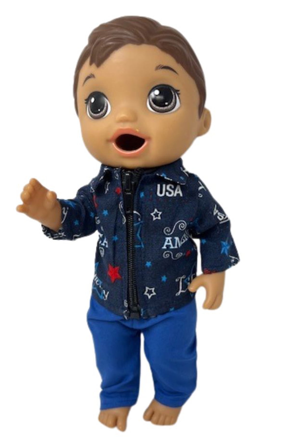 The Queen's Treasures Teddy Bear Pajamas For 15" Bitty Baby Dolls - Soft Brown & White Sleeper Outfit