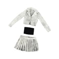 thumbnail image 4 of Conjunto de chaqueta corta, falda plisada y top tubo, ligero, moderno y cómodo, 1:6 Negro blanco, 4 of 9