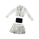 thumbnail image 4 of Conjunto de minivestido de chaqueta corta, falda plisada y top de tubo a escala 1/6 para figura Negro blanco, 4 of 9