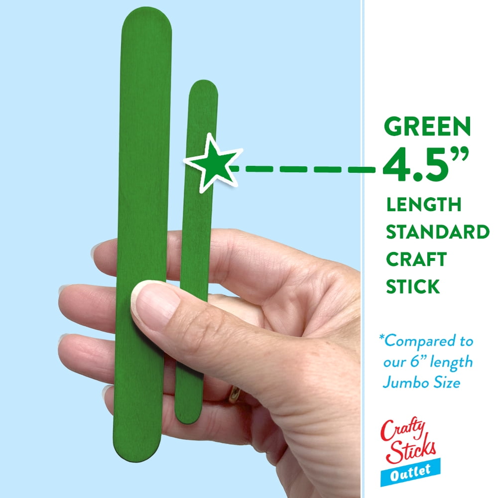 CraftySticks- 100 Pack 4.5 Inch Green Popsicle Sticks for Crafts, Colored Wooden Craft Sticks for Kids Crafts, STEM Basics and DIY