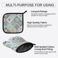 thumbnail image 4 of 2 PCS Oven Baking Gloves Set Heat Resistant Oven Mitt & Pot Holder Set Cooking Mitts Kitchen Home Supplies Intricate Blue Shape, 4 of 5