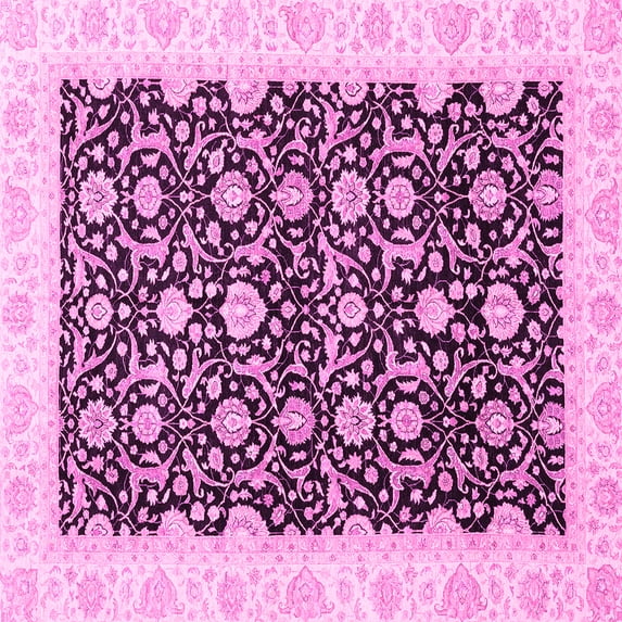 Ahgly Company Indoor Square Oriental Pink Traditional Area Rugs, 5' Square