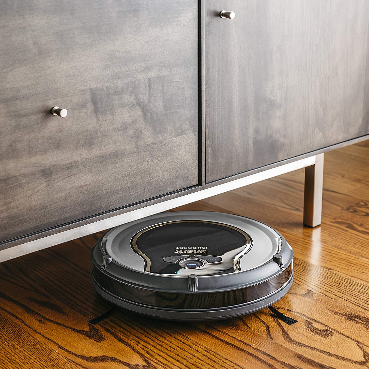 Shark, RV750, Robotic Floor Cleaners, Wi-Fi Compatible, ION Robot Vacuum WIFI-Connected, Voice Control Dual-Action Robotic Vacuum, Black/ 12.6" x 12.6" x 2.6", 1, 1, 1