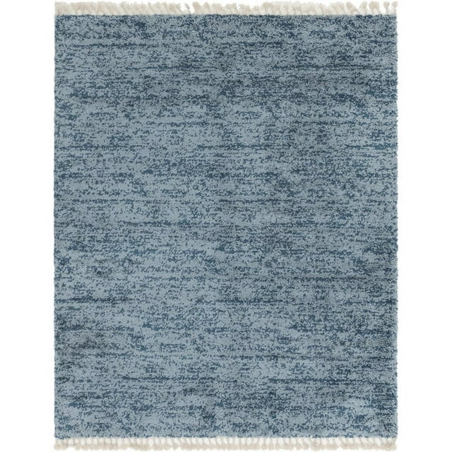 Unique Loom Hygge Shag Plush & Cozy Area Rug 8' x 10' Rectangle Blue/Navy Blue