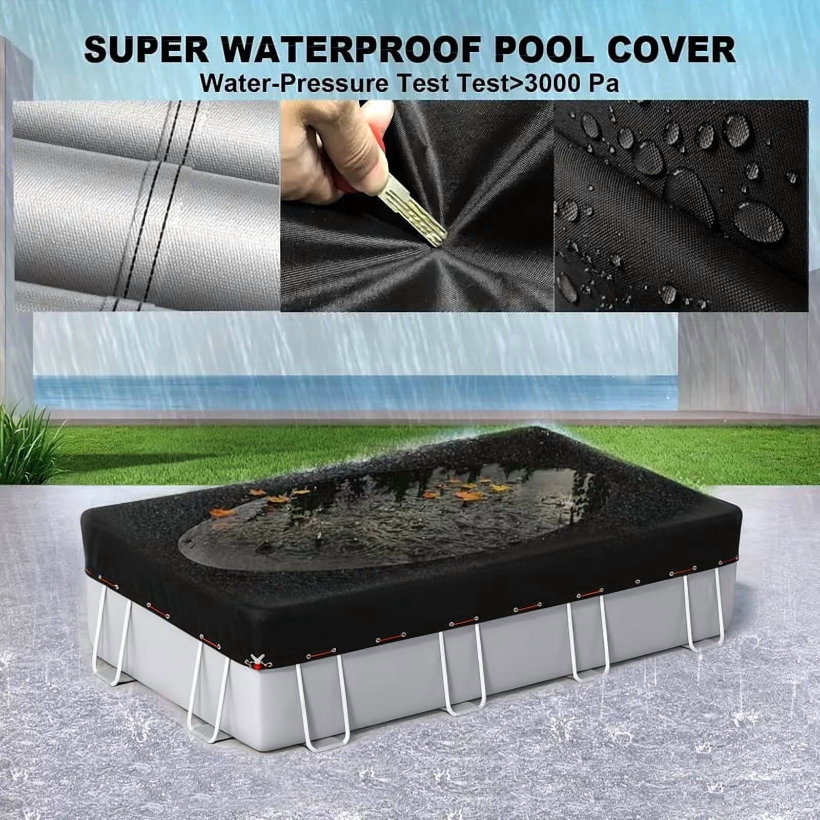 SHELTUSE 9X18FT Rectangular Pool Cover for Above Ground Pool, Solar Oval Pool Cover Protection with Steel Rope, Ideal for Rectangular/Oval Frame Pool Waterproof & UV-Resistant, Black