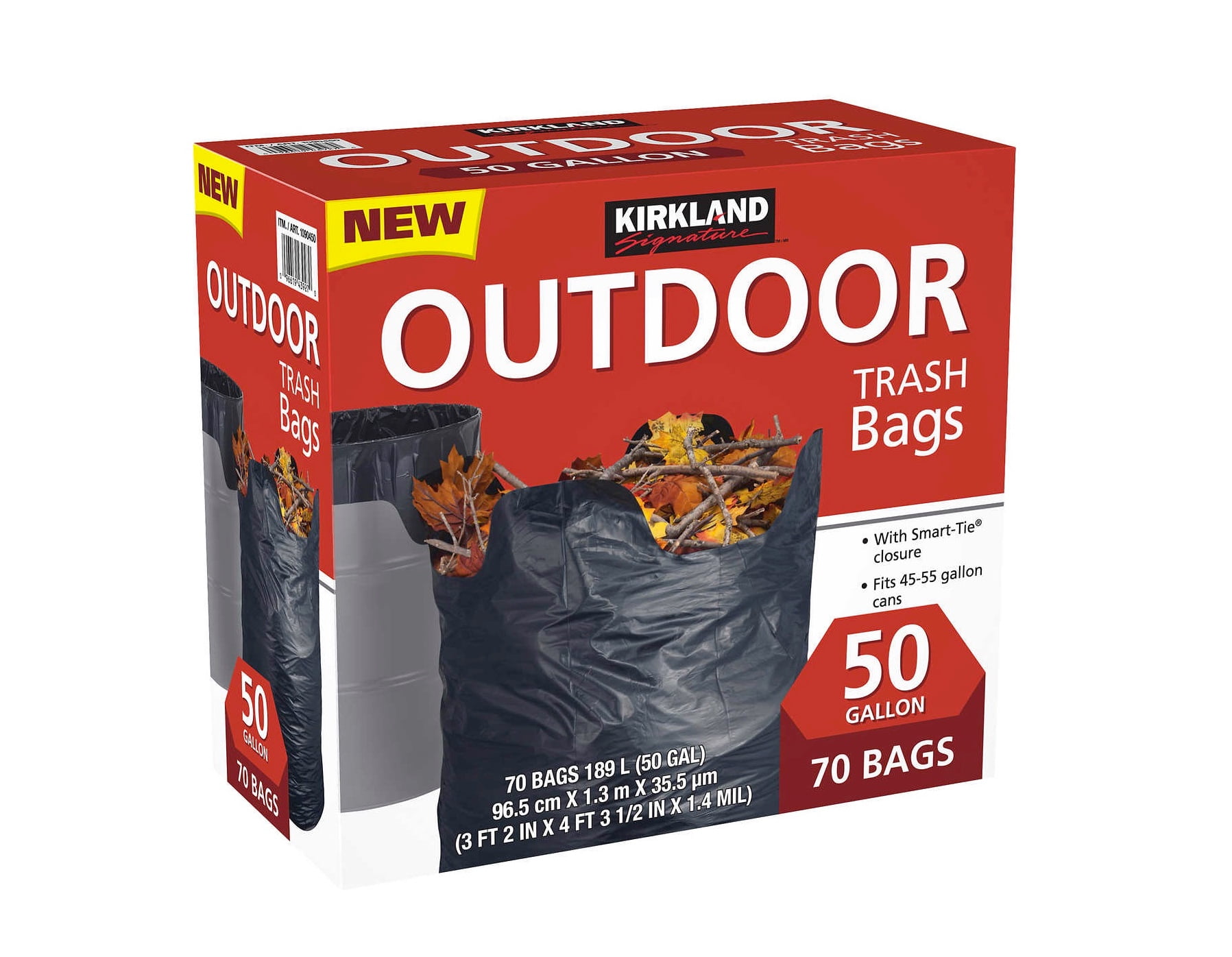 KS Outdoor Trash Bags, Black, 50 Gallon, 70 ct 1pk, Men's, Size: One Size