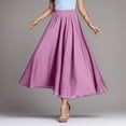 thumbnail image 2 of QHFBli Women's Girls Elastic Waist Long Flowy Bohemian Cotton Casual Maxi Skirt for Summer Beach Holiday, 2 of 8