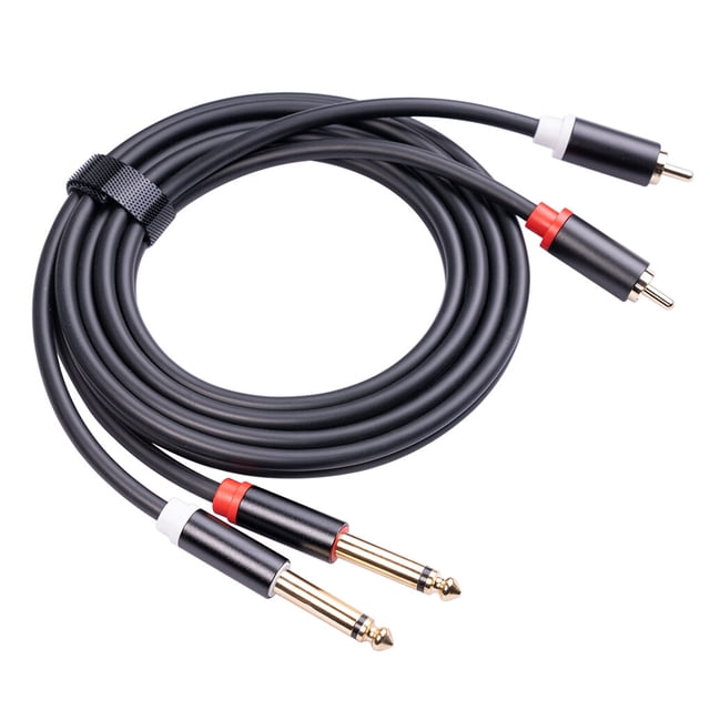 Cateissary Doble 6,35mm TS macho a doble RCA Cable de interconexión reproductor de Audio PVC cable sin cáscara insertar Jack MP3 AUX Tablet Cables de audio/vídeo