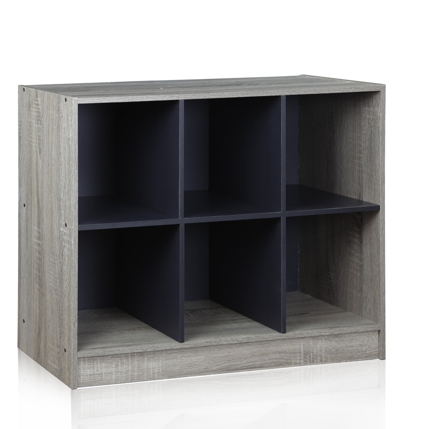 Furinno Basic 3x2 Bookcase Storage with Bins, French Oak/Black