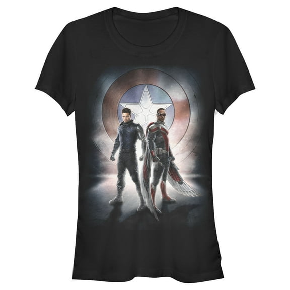 Junior's Marvel The Falcon and the Winter Soldier Team Poster  Graphic Tee Black Small