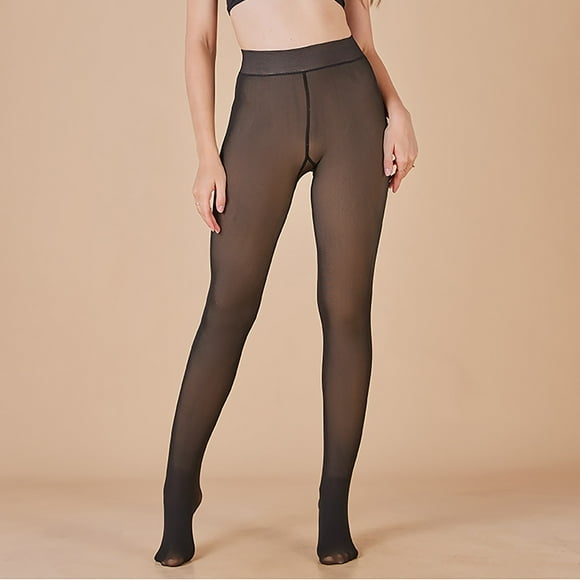 YUTK Leggs Pantyhose for Women - 220G Ladies Wearing Fake Flesh Through and Winter Skin Through Oversized Leggings with Fleece Hickened Cropped Pants - Gray M