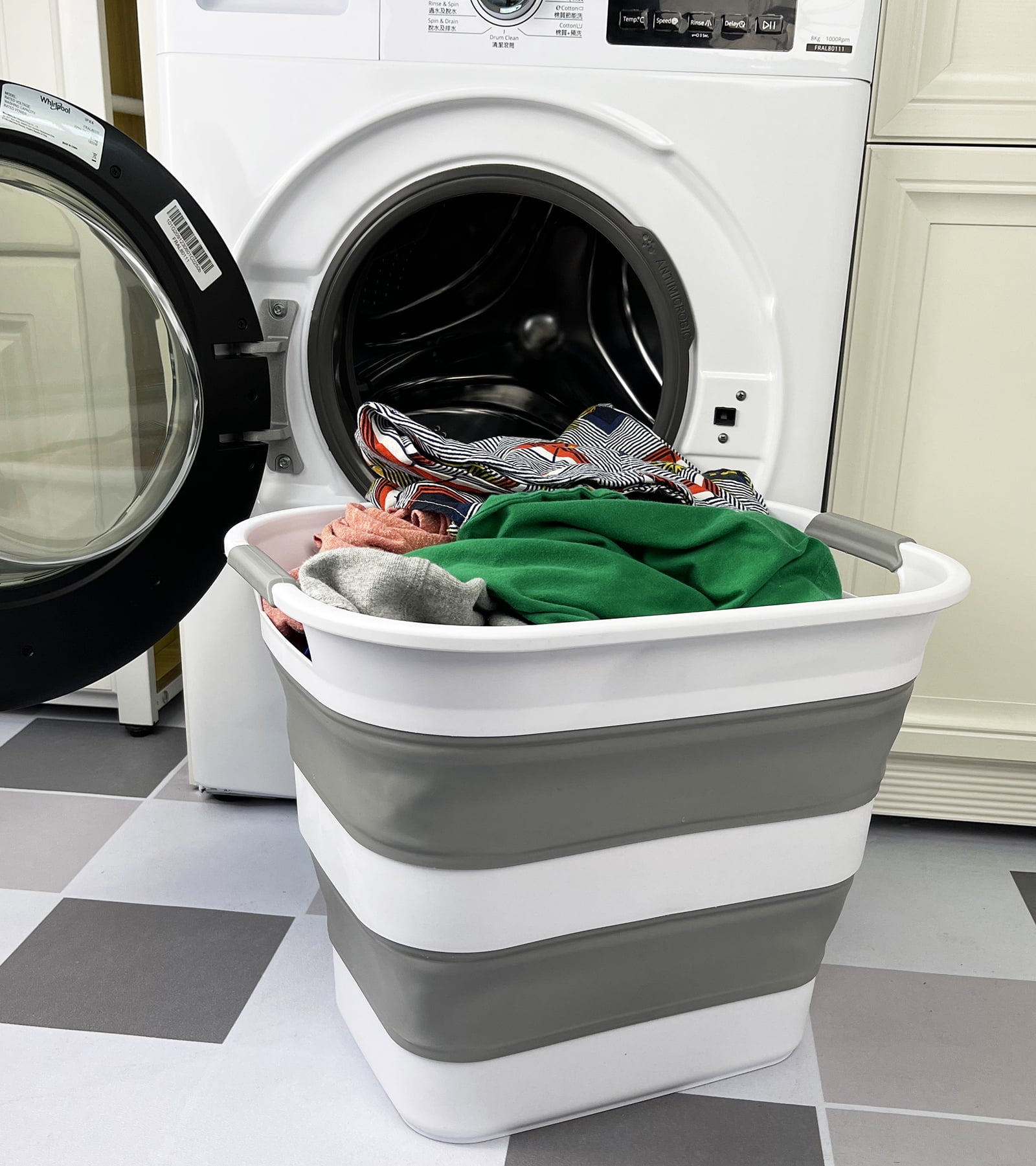 SAMMART 40L (10.5 Gallon) Collapsible Plastic Laundry Basket - Foldable Pop Up Storage Container/Organizer - Portable Laundry Hamper - Space Saving Washing Tub