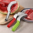 thumbnail image 3 of Cortador de sandía de acero inoxidable: utensilio de cocina esencial para cortar frutas, verde, 3 of 3