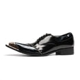 thumbnail image 3 of Santimon Men Leather Dress Shoes Crocodile Pattern Oxford Shoes Metallic Casual Shoes Gold 12 US, 3 of 7