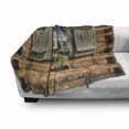 thumbnail image 3 of Shutters Soft Flannel Fleece Throw Blanket, Weathered Facade of a Mountain Hut with Summer Mountain Reflections on Window, Cozy Plush for Indoor and Outdoor Use, 60" x 80", Brown Green, by Ambesonne, 3 of 6