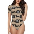 thumbnail image 1 of Saiise Pyjama Motif Teckel pour Femmes, Manches Courtes, Col Rond, Justaucorps Extensible avec Fermeture à Pression-TG, 1 of 7