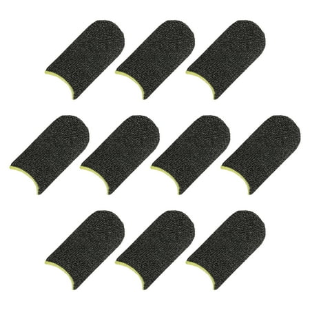 Mobile Gaming Finger Sleeve Controller Finger Thumb Sleeve Finger Gloves Black/Yellow, Silver Fiber, Pack of 12