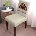 thumbnail image 2 of Turkey for Thanksgiving Dining Room Chair Covers Set of 4, F Vintage Linen Texture Stretch Chair Slipcovers Removable Washable Seat Cover Chair Protectors for Kitchen Home, Hotel Banquet, 2 of 6