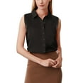 thumbnail image 4 of Zeagoo Womens Casual Sleeveless Button Down Shirts Office Blouses Loose V Neck Tank Tops for Spring Summer, 4 of 7