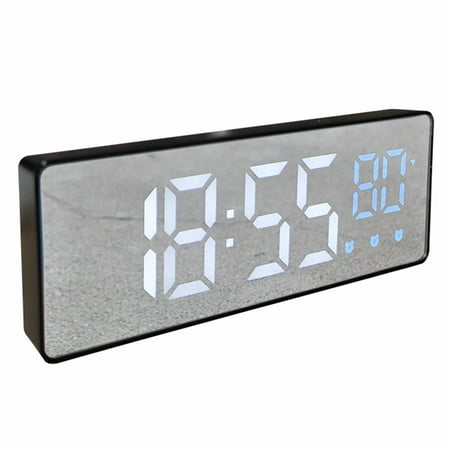 REGALWOVEN Triple Alarm Clock for Desk, Big Numbers Display, Dimmable, Temperature, 12/24H for Deep Sleepers 6.3 x 2.4 x 1 inch Blue