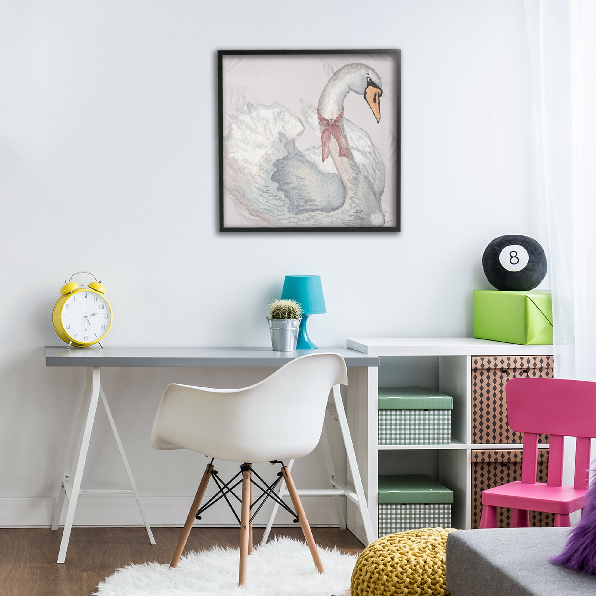 Stupell Industries Subdued Classic Swan Black Framed Giclee Art, design by Elizabeth Medley