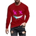 thumbnail image 1 of Birdeem Fashionable Mens Printed Top with Long Sleeved Round Neck and Smiling Face Printed Top/Shirtx, 1 of 4