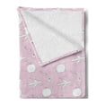 thumbnail image 2 of Travel Soft Flannel Fleece Blanket, Pastel Tone Scene of Luggage Suitcase Passport Playful Doodle Like Pattern, Cozy Plush for Indoor and Outdoor Use, 60" x 80", Baby Pink and White, by Ambesonne, 2 of 5