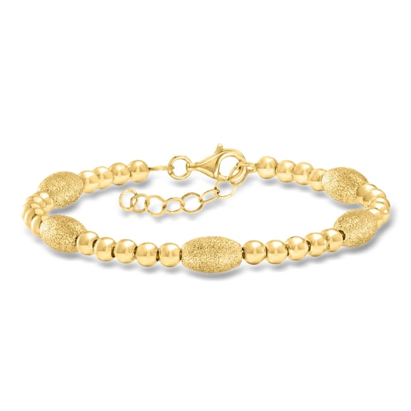 Ross-Simons Italian 18kt Gold Over Sterling Textured and Polished Bead Bracelet, Women's, Adult
