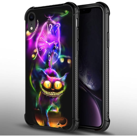 Case Compatible with iPhone Xs, Cheshire Cat Back Soft Silicone Acrylic TPU Design Shock Fall Prevention Protective Case for iPhone Xs