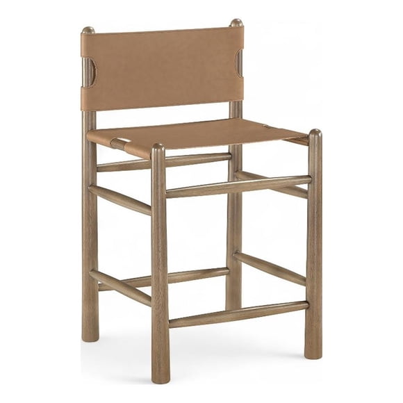 Meridian Furniture Santos Brown Vegan Leather Upholstered Counter Stool