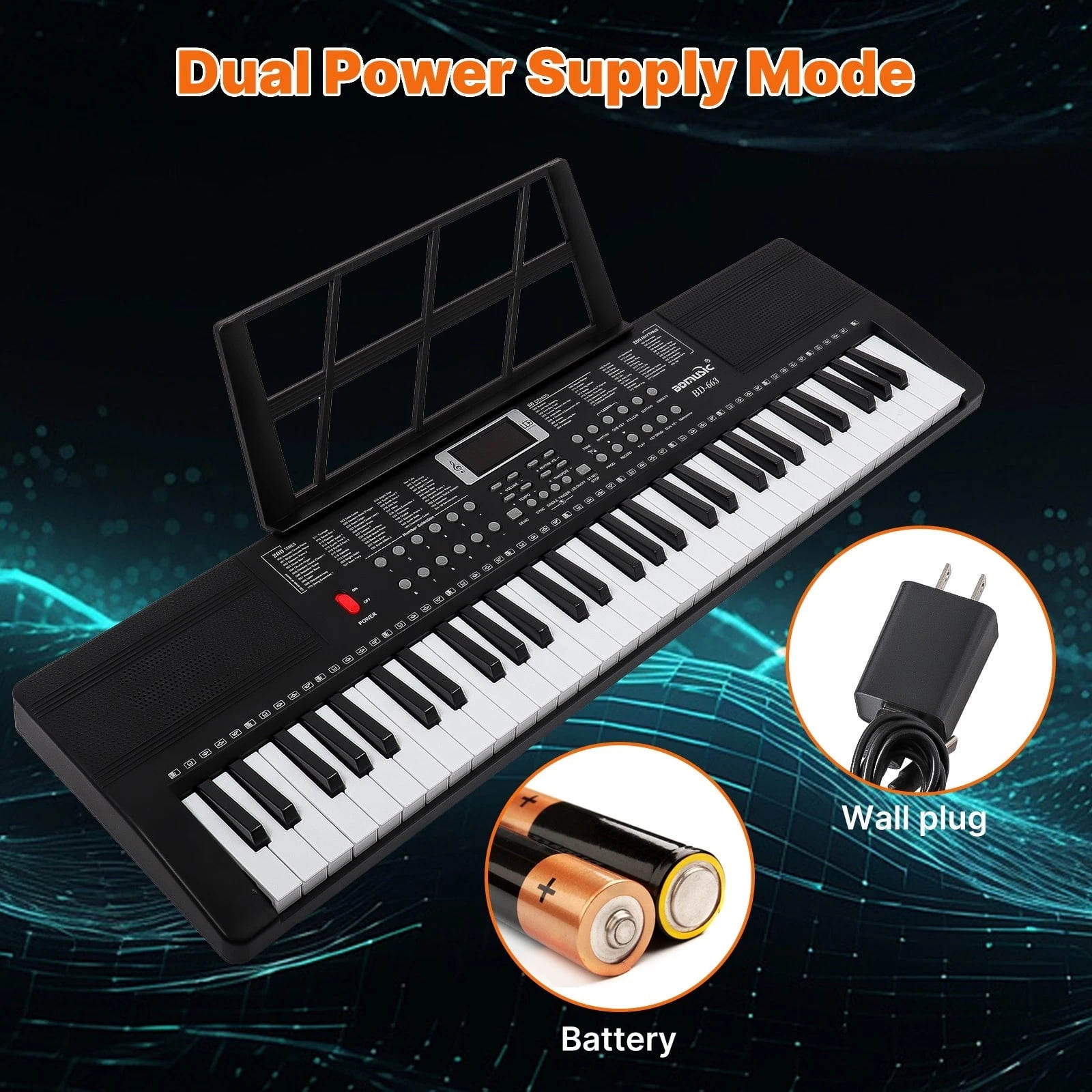 iMeshbean 61 Key Light Up Electronic Piano Keyboard with Adjustable Stand, Headphones, Microphone - Beginner to Professional
