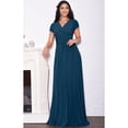 thumbnail image 3 of KOH KOH Long V-Neck Flowy Cap Short Sleeve V-Neck Bridesmaid Wedding Guest Party Formal Summer Sundress Tall Gown Maxi Dress Dresses For Women Blue Teal X-Small US 2-4 NT074, 3 of 7