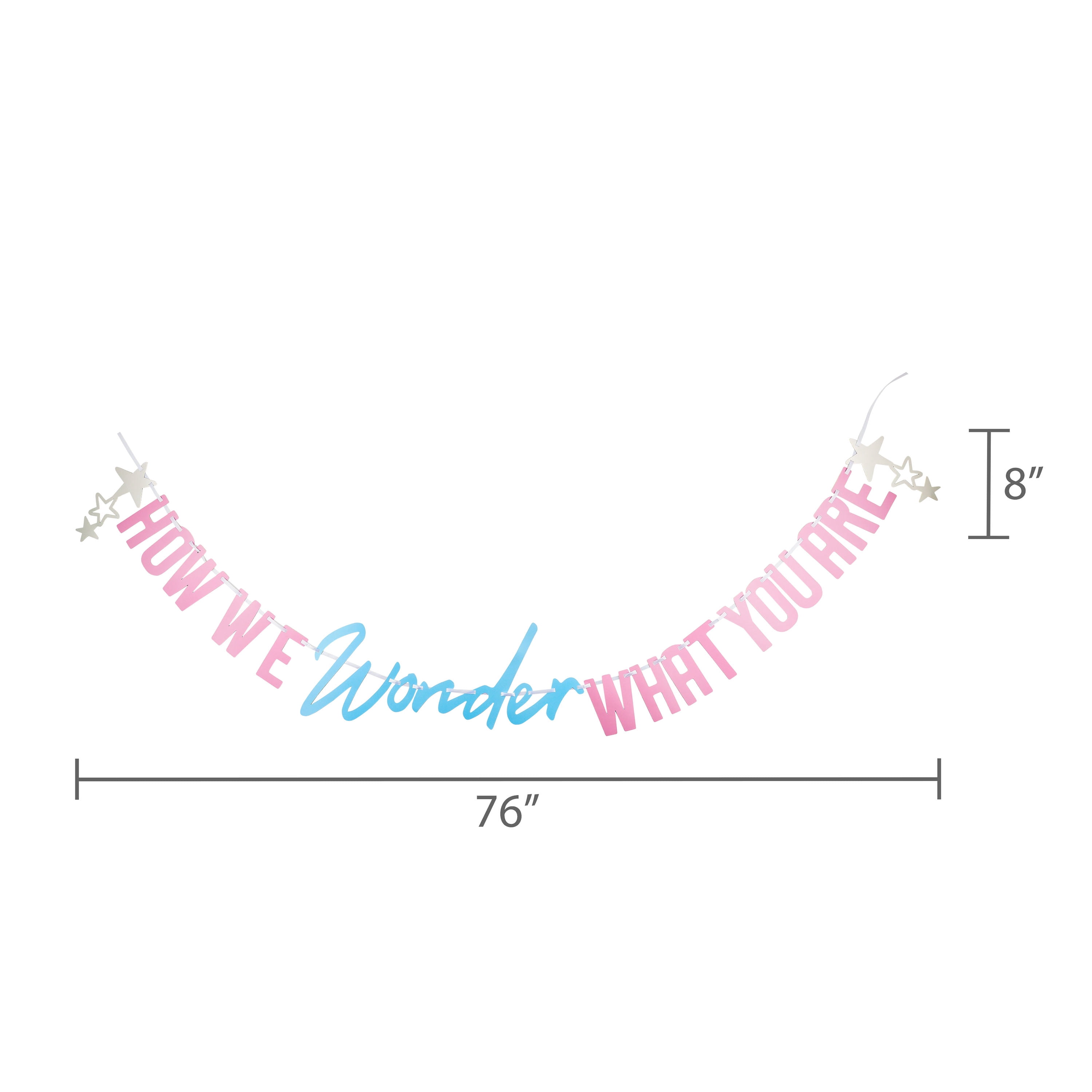 Pink/Blue Gender Reveal How We Wonder What You Are Banner, 76", by Way To Celebrate