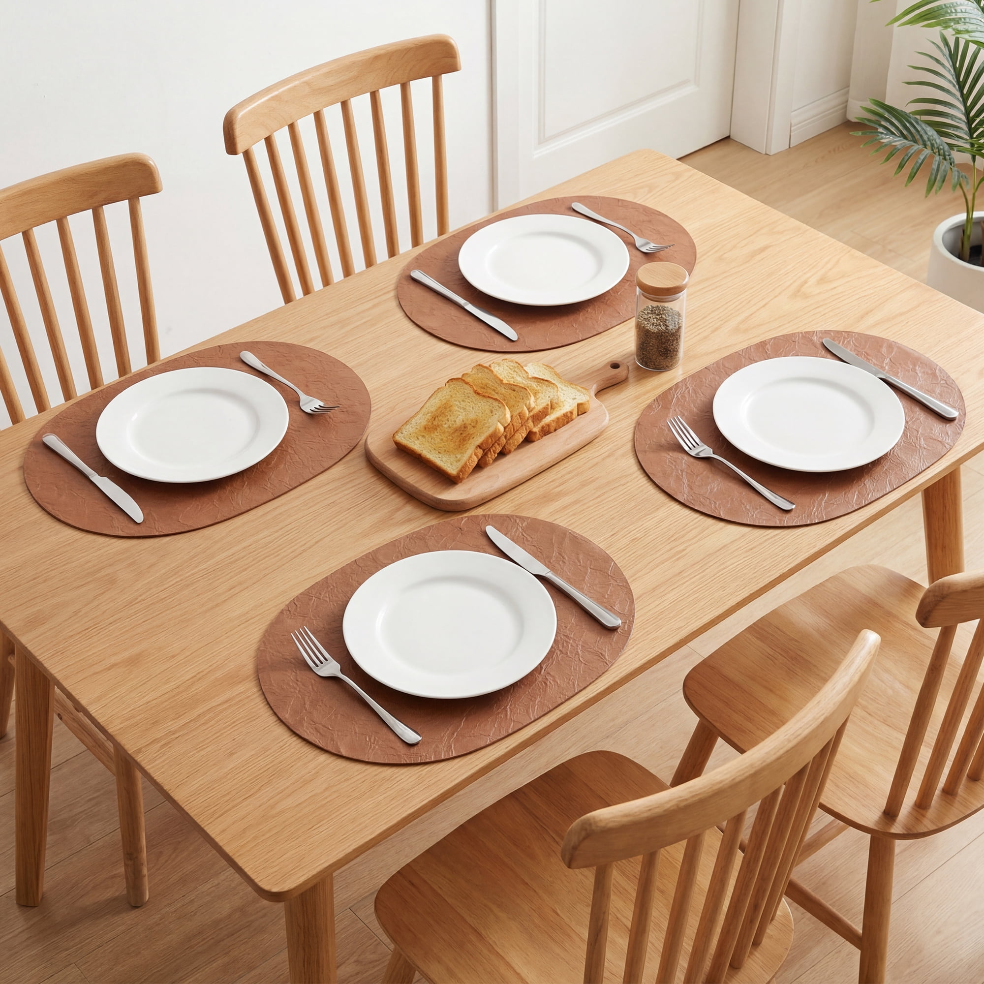 Unique Bargains 4pcs Faux Leather Placemats Brown 17.5"x12.8"