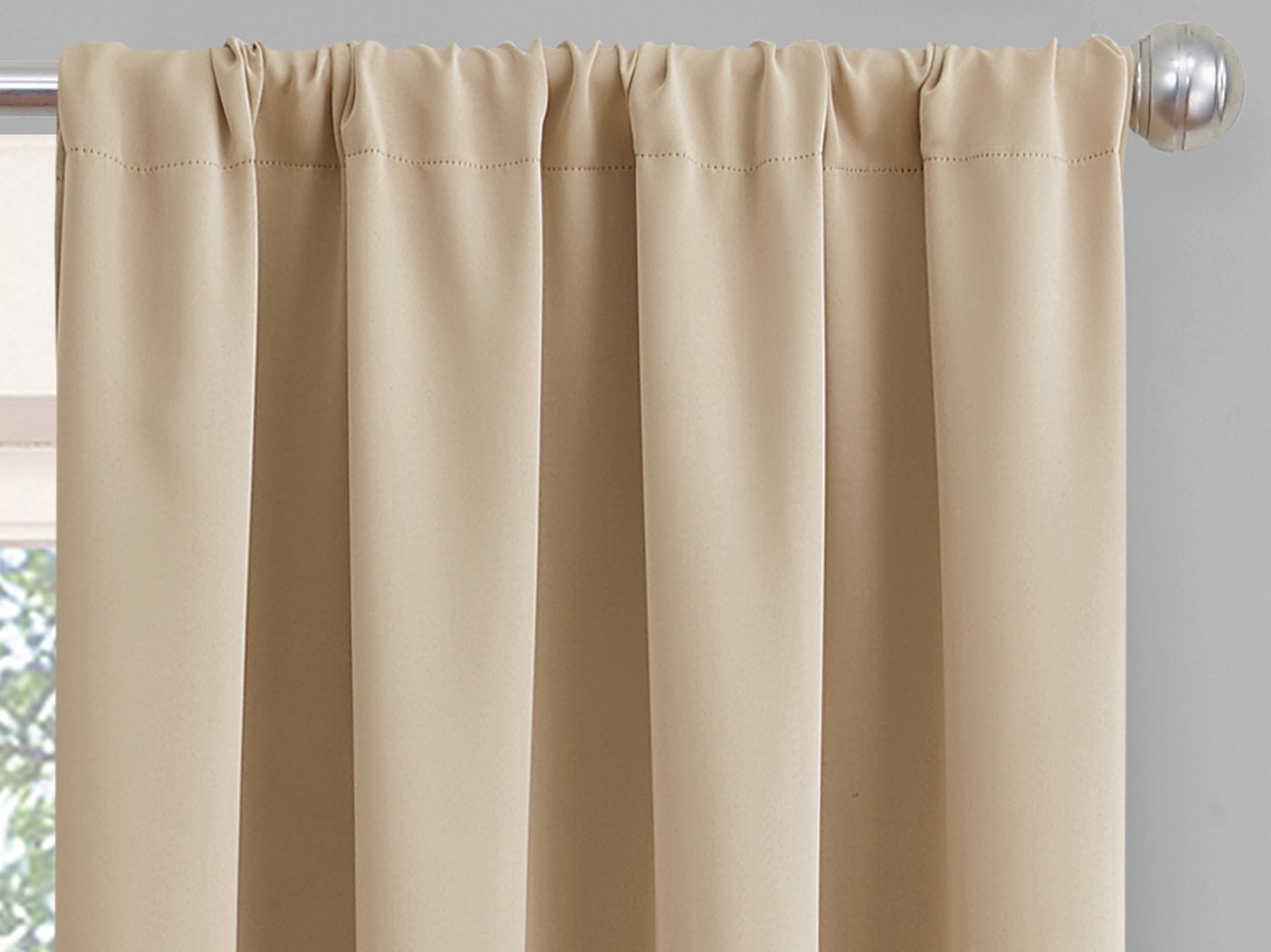 Eclipse Phoenix Solid Blackout Curtains, Set of 2, 84 Inch Long Blackout Curtains, 37"W x 84"L, Wheat