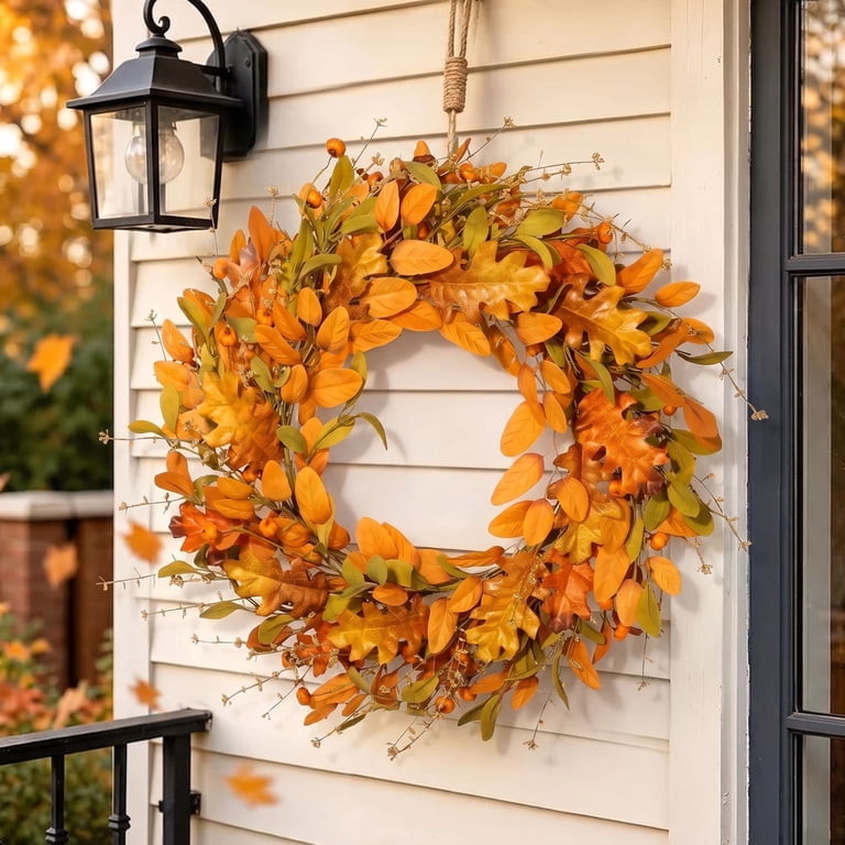 Scidweet 22 Inch Fall Wreath, Artificial Mixed Leaves photo 1