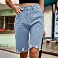 thumbnail image 6 of Sokhug Women's Casual Summer Ripped High Waisted Denim Shorts Stretch Distressed Frayed Raw Hem Jean Shorts, 6 of 7