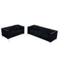 thumbnail image 2 of Miekor Furniture 2 Piece Modern Velvet Living Room Set with Sofa and Loveseat,Jeweled Button Tufted Copper Nails Square Arms Black,4 Pillows Included S00013, 2 of 9
