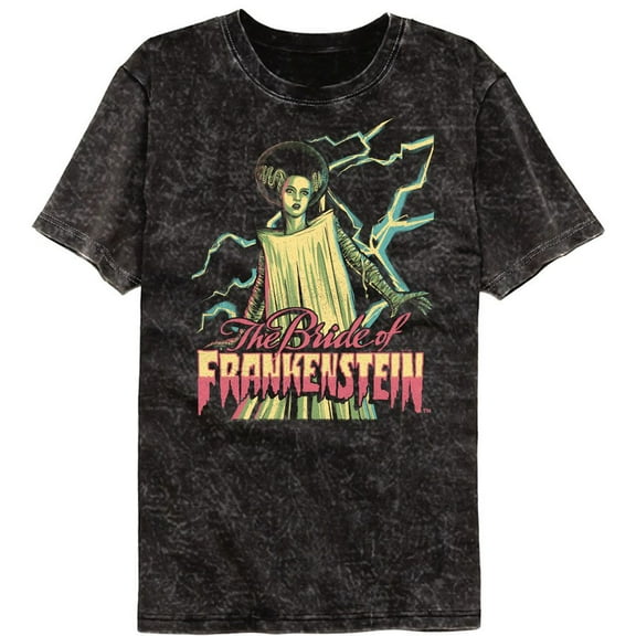 Universal Monsters Bright Bride Mineral Wash Black Adult T-Shirt Xl