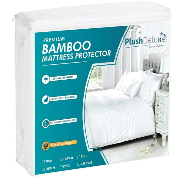 PlushDeluxe Premium Bamboo Mattress Protector – Waterproof, Hypoallergenic & Ultra Soft Breathable Bed Mattress Cover for Maximum Comfort & Protection - PVC, Phthalate (King Size