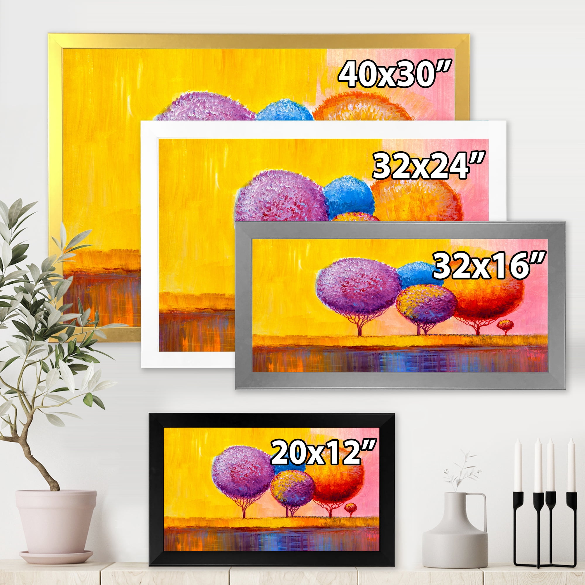 Designart 'Autumn Colorful Fantasy Trees I' Modern Framed Art Print
