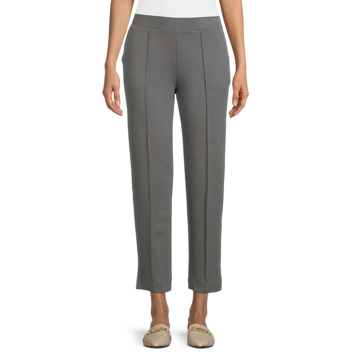 Time and Tru Women's Cropped Pintuck Pull On Knit Pants - Walmart.com