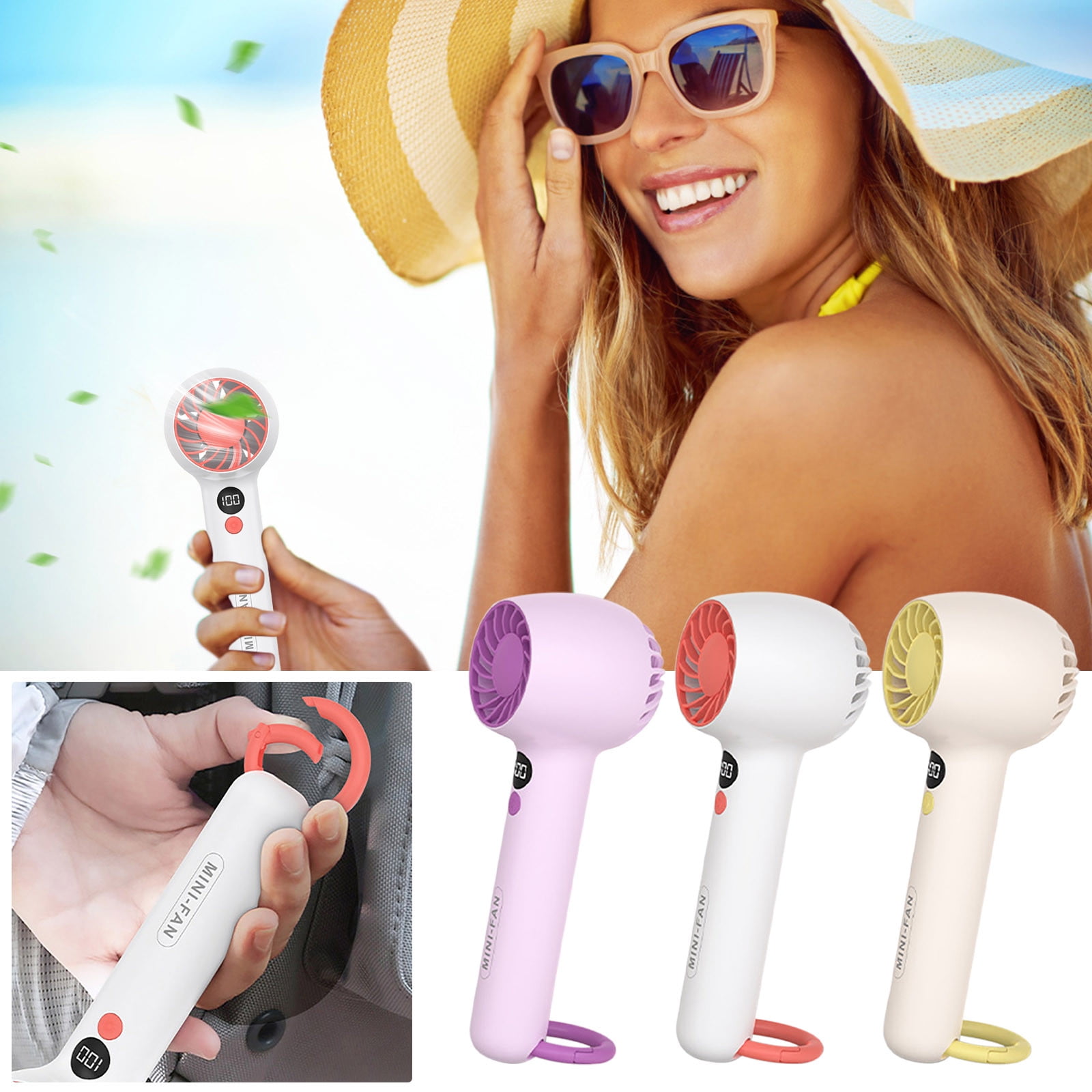 Up to 40% off Gifts Oefntac Portable Fan Handheld Fan. Rechargeable Portable Mini Fan with Hook Digital Display Handheld Small Fan Fan Portable