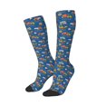 thumbnail image 2 of Vsdgher Construction Vehicles Print Thigh High Socks Extra Long Stretchy Sock Women Over Knee High Opaque Stocking Daily Wear, 2 of 5