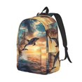 thumbnail image 2 of Naloa Canvas Backpack for Men Women Sailing Dancing Dolphin Print Rucksack Casual Travel Daypack Large and Small Durable College Tote Satchel Bookbag for Teens, 2 of 8