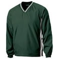 thumbnail image 2 of Sport-Tek TJST62 Mens Tipped V-Neck Raglan Wind Shirt, Forest Green & White - 4XL Tall, 2 of 2